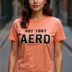 Aeropostale Peach Logo Accent Knit Women's Short Sleeve T-Shirt Size M